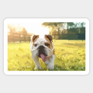 Cute English Bulldog Puppy Digital Painting Sticker